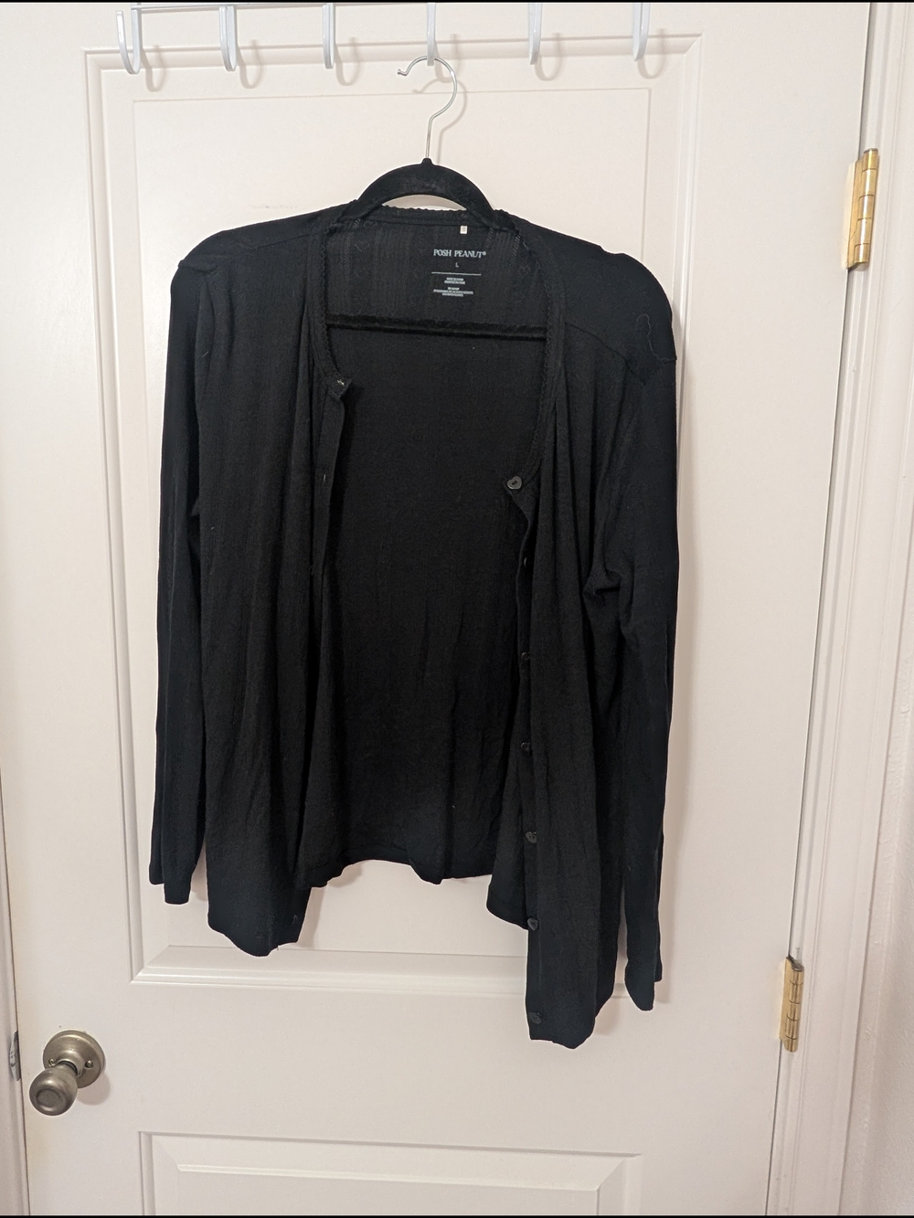 Posh Peanut‎ Black Women's Button-Front Cardigan Size Large